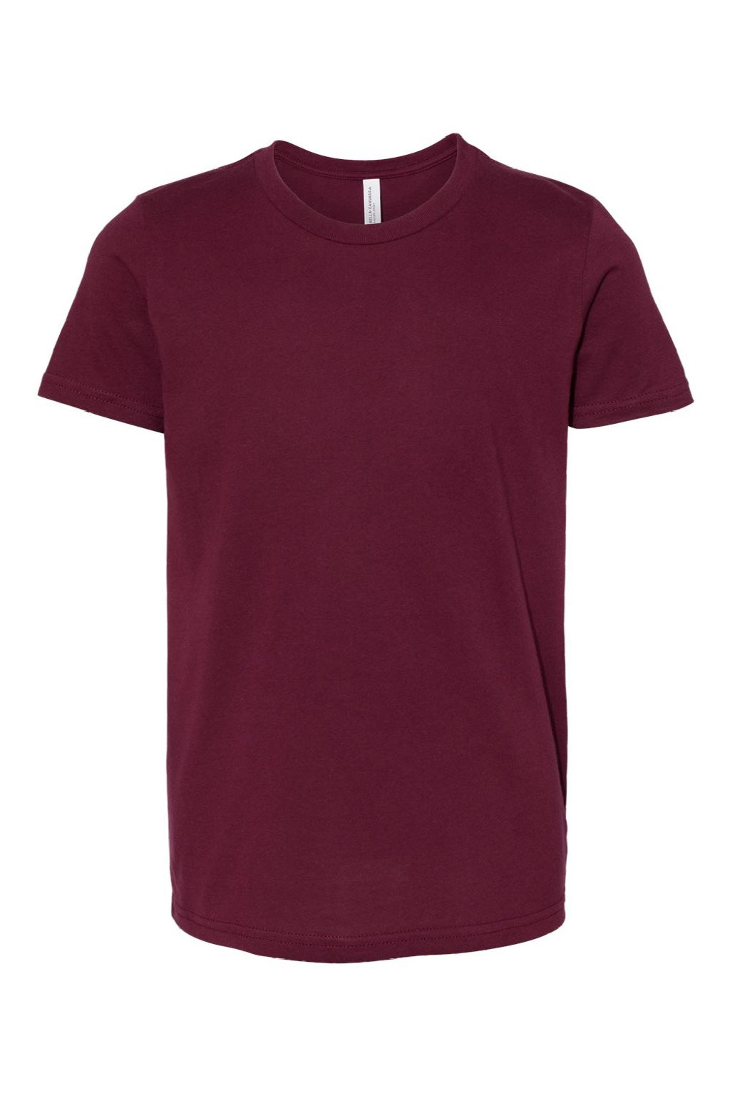 Bella + Canvas BC3001Y/3001Y Youth Jersey Short Sleeve Crewneck T-Shirt Maroon Flat Front