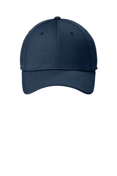 New Era Hats NE1090 Mens Moisture Wicking Stretch Fit Hat Flag League Navy Blue Flat Front