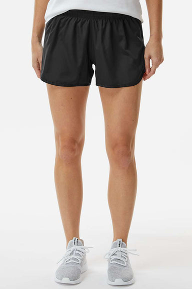 Augusta Sportswear 2430 Womens Wayfarer Moisture Wicking Shorts w/ Internal Pocket Black Model Front