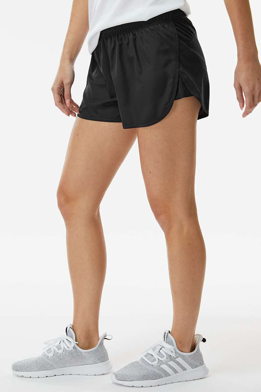Augusta Sportswear 2430 Womens Wayfarer Moisture Wicking Shorts Black Model Side