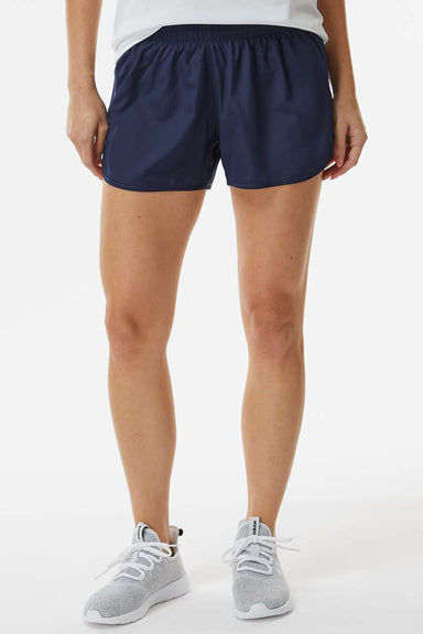 Augusta Sportswear 2430 Womens Wayfarer Moisture Wicking Shorts w/ Internal Pocket Navy Blue Model Front