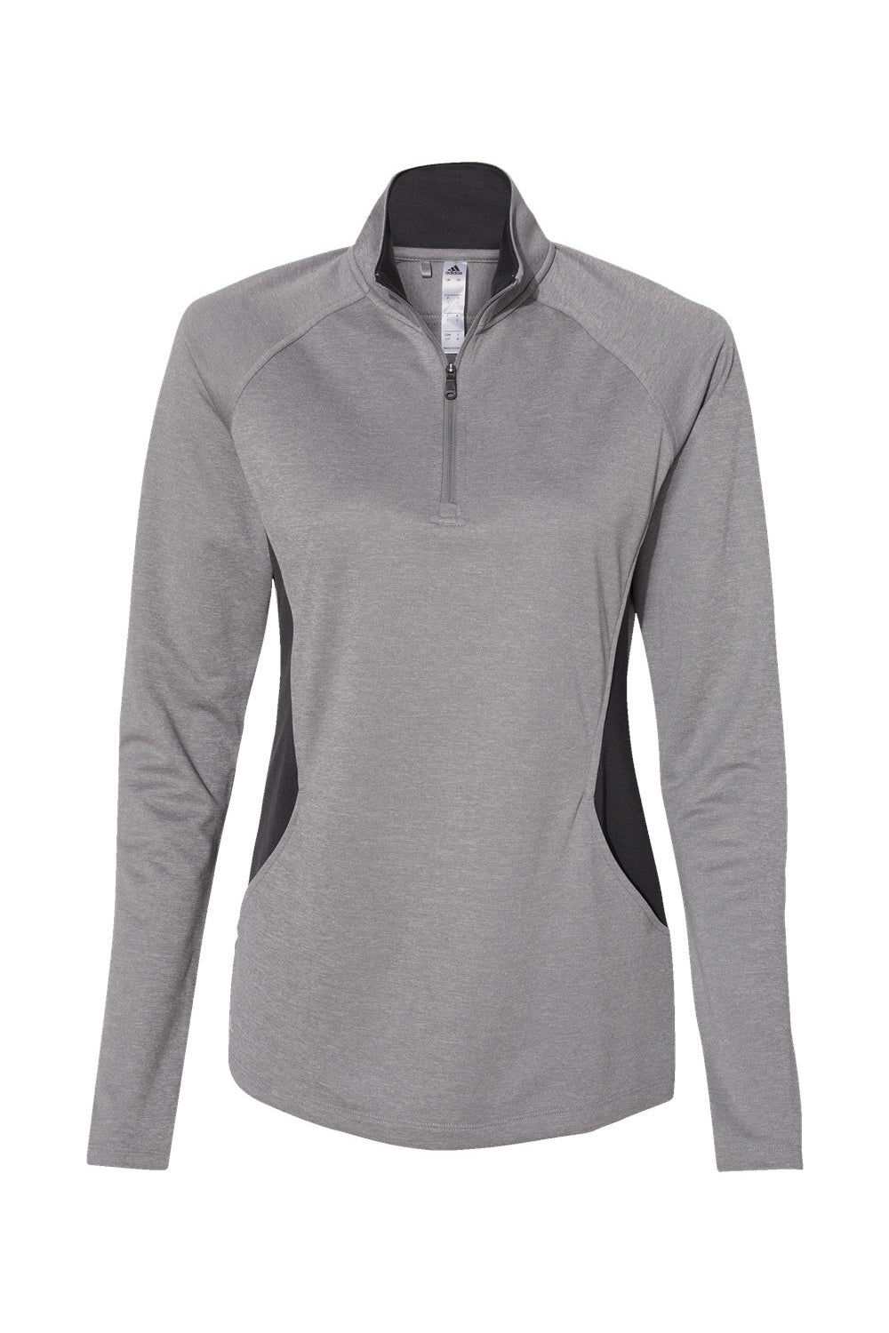 Adidas A281 Womens UPF 50+ 1/4 Zip Sweatshirt Heather Grey/Carbon Grey Flat Front