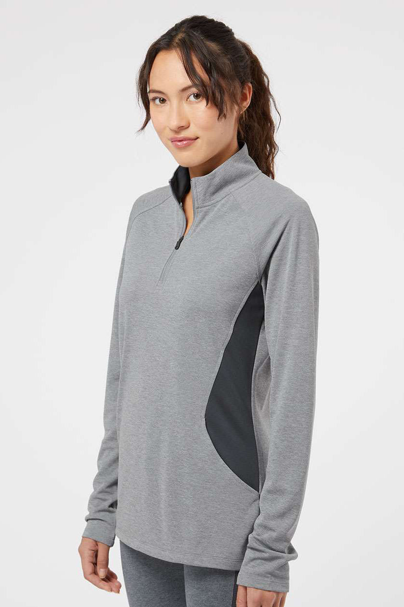 Adidas A281 Womens 1/4 Zip Pullover Heather Grey/Carbon Grey Model Side