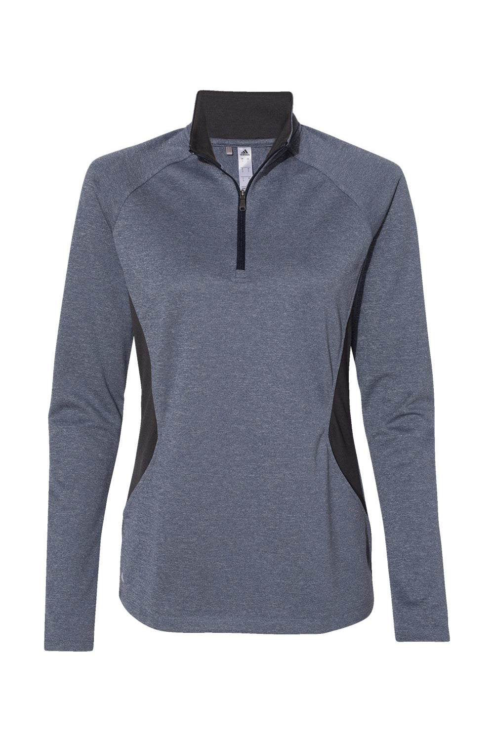 Adidas A281 Womens UPF 50+ 1/4 Zip Sweatshirt Heather Collegiate Navy Blue/Carbon Grey Flat Front