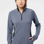 Adidas Womens UPF 50+ 1/4 Zip Sweatshirt - Heather Collegiate Navy Blue/Carbon Grey - NEW