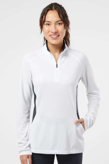 Adidas A281 Womens UPF 50+ 1/4 Zip Sweatshirt White/Carbon Grey Model Front