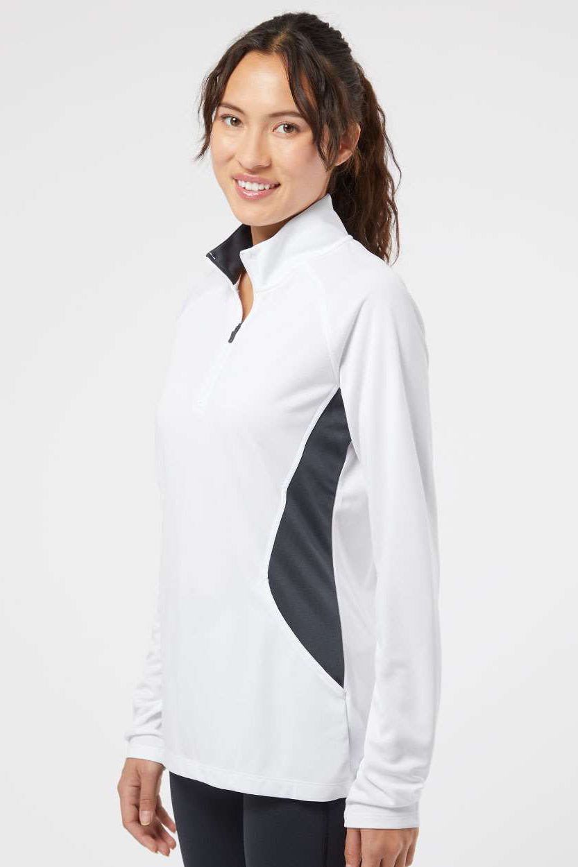Adidas A281 Womens UPF 50+ 1/4 Zip Sweatshirt White/Carbon Grey Model Side