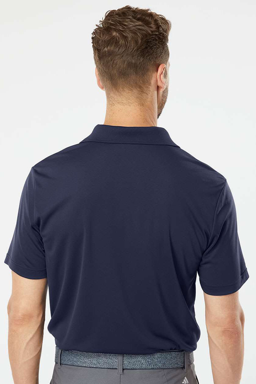 Adidas A230 Mens Performance Short Sleeve Polo Shirt Navy Blue Model Back