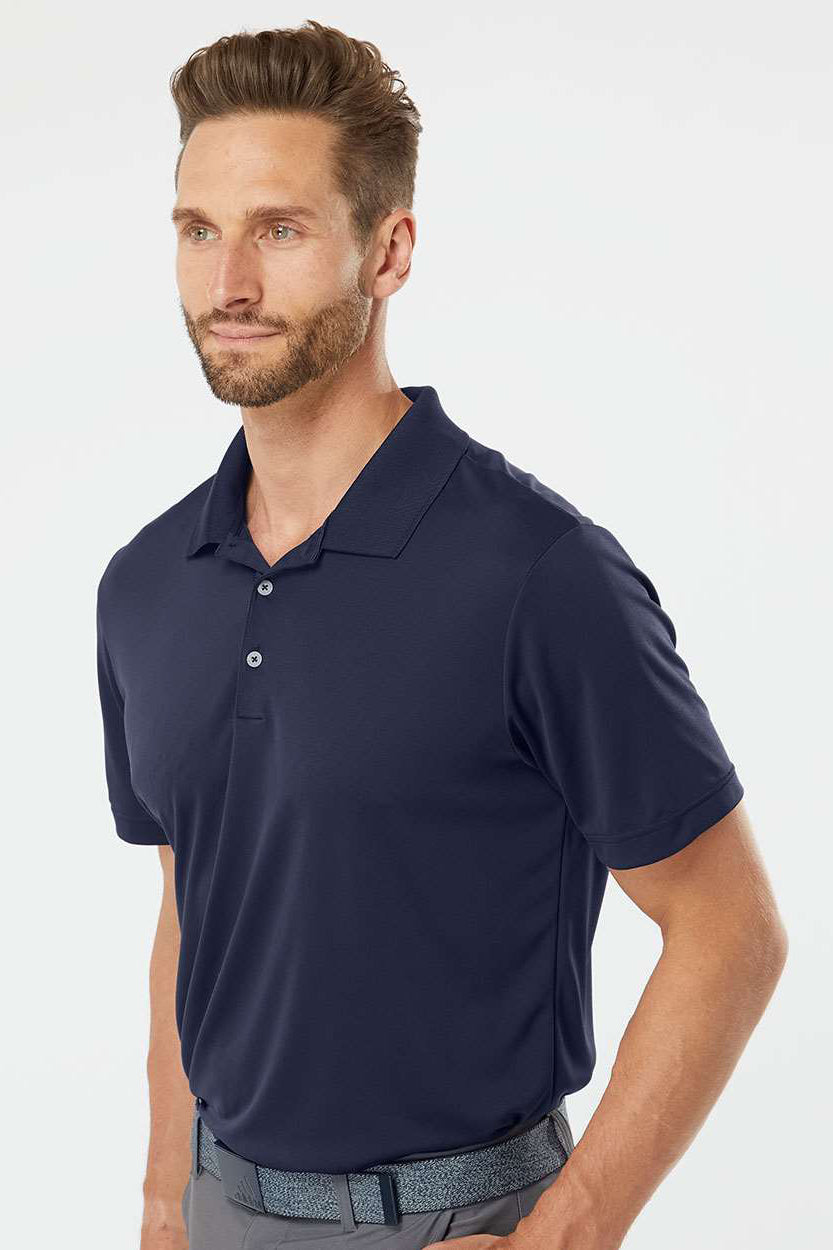 Adidas A230 Mens Performance Short Sleeve Polo Shirt Navy Blue Model Side