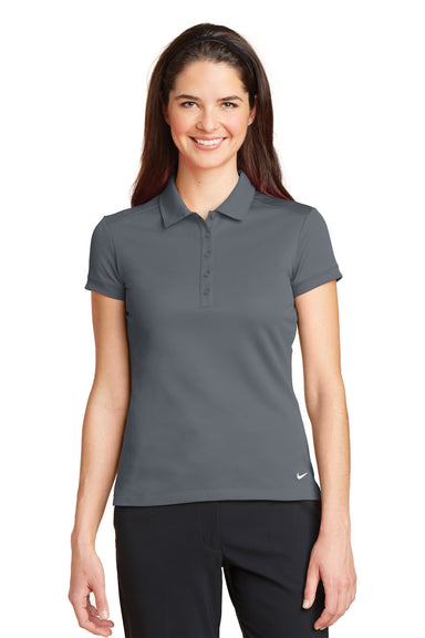 Nike 746100 Womens Icon Dri-Fit Moisture Wicking Short Sleeve Polo Shirt Dark Grey Model Front