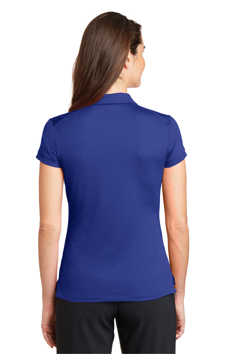 Nike 746100 Womens Icon Dri-Fit Moisture Wicking Short Sleeve Polo Shirt Royal Blue Model Back
