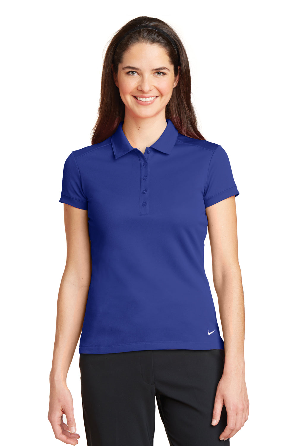 Nike 746100 Womens Icon Dri-Fit Moisture Wicking Short Sleeve Polo Shirt Royal Blue Model Front