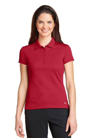 Nike 746100 Womens Icon Dri-Fit Moisture Wicking Short Sleeve Polo Shirt Gym Red Model Front