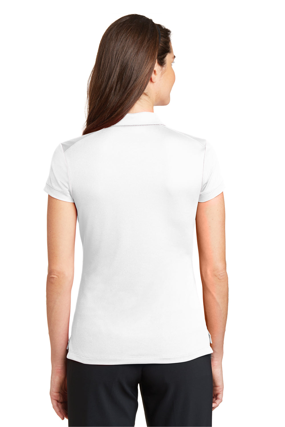 Nike 746100 Womens Icon Dri-Fit Moisture Wicking Short Sleeve Polo Shirt White Model Back