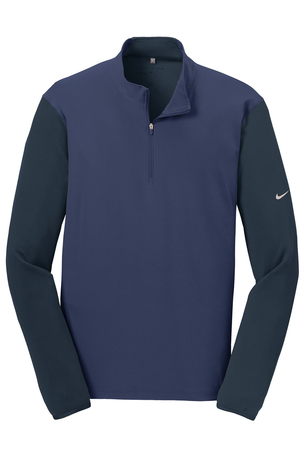 Nike 746102 Mens Dri-Fit Moisture Wicking 1/4 Zip Sweatshirt Midnight Navy Blue/Obsidian Blue Flat Front