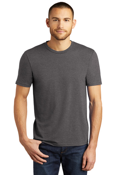 District DM130 Mens Perfect Tri Short Sleeve Crewneck T-Shirt Heather Charcoal Grey Model Front