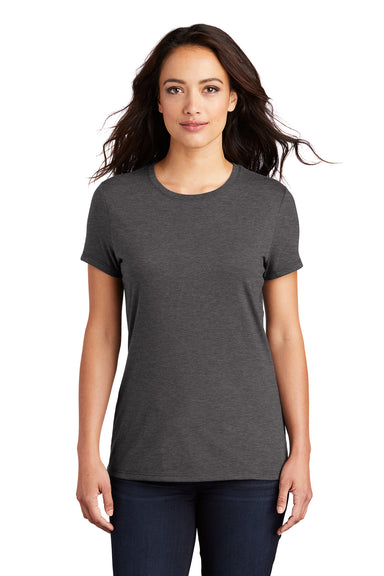 District DM130L Womens Perfect Tri Short Sleeve Crewneck T-Shirt Heather Charcoal Grey Model Front