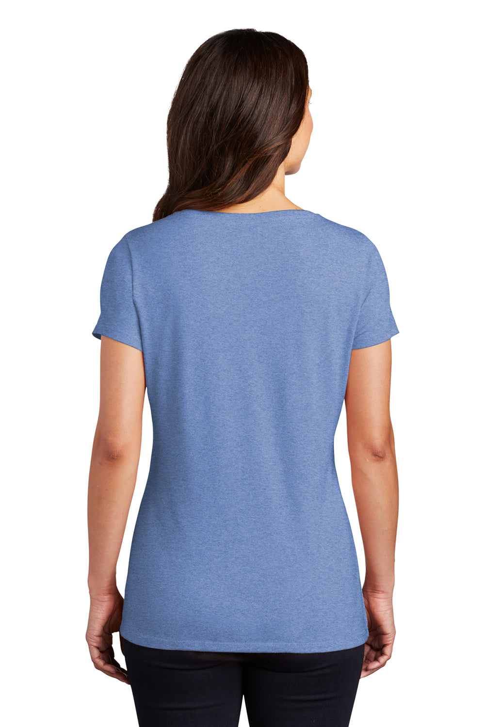 District DM1350L Womens Perfect Tri Short Sleeve V-Neck T-Shirt Maritime Blue Frost Model Back
