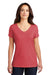 District DM1350L Womens Perfect Tri Short Sleeve V-Neck T-Shirt Red Frost Model Front