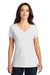 District DM1350L Womens Perfect Tri Short Sleeve V-Neck T-Shirt White Model Front