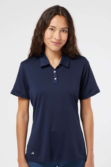 Adidas A231 Womens Performance UPF 50+ Short Sleeve Polo Shirt Navy Blue Model Front