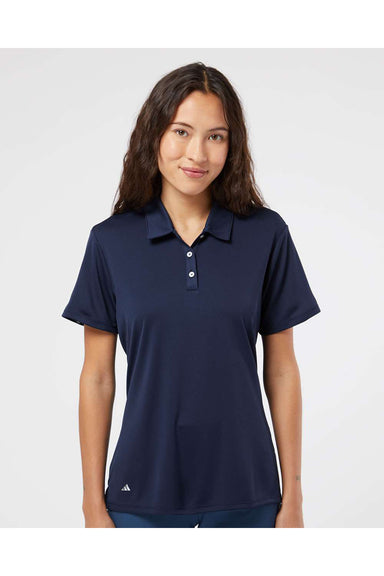 Adidas A231 Womens Performance Short Sleeve Polo Shirt Navy Blue Model Front