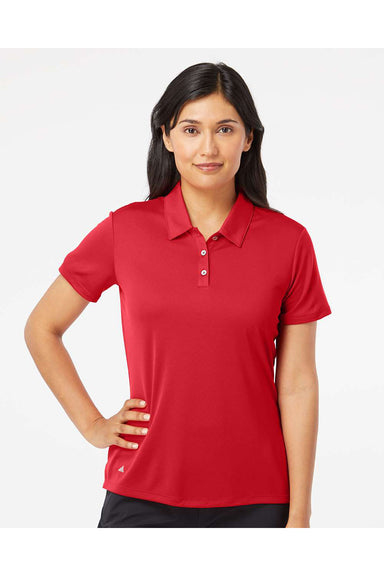 Adidas A231 Womens Performance Short Sleeve Polo Shirt Collegiate Red Model Front