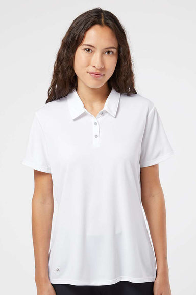 Adidas A231 Womens Performance UPF 50+ Short Sleeve Polo Shirt White Model Front