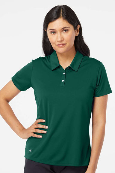 Adidas A231 Womens Performance UPF 50+ Short Sleeve Polo Shirt Collegiate Green Model Front