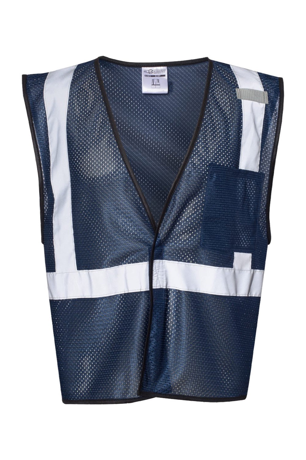 Kishigo B120-131 Unisex EV Series Enhanced Visibility Non-ANSI Vest Navy Blue Flat Front