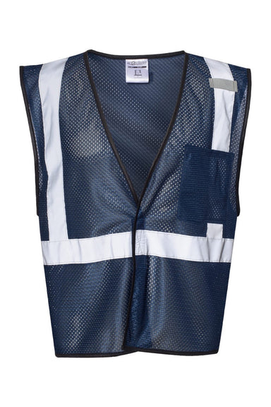 Kishigo B120-131 Unisex EV Series Enhanced Visibility Non-ANSI Vest Navy Blue Flat Front