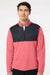 Adidas A280 Mens 1/4 Zip Pullover Heather Power Red/Carbon Grey Model Front