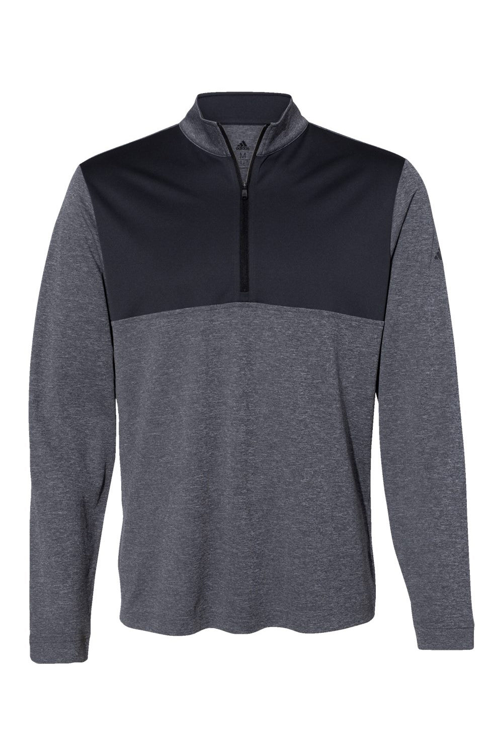 Adidas A280 Mens 1/4 Zip Pullover Heather Black/Carbon Grey Flat Front