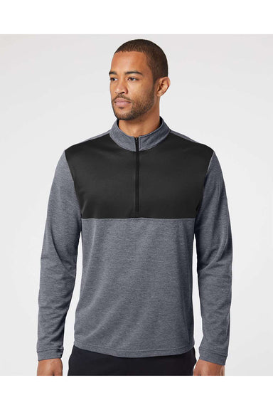 Adidas A280 Mens 1/4 Zip Pullover Heather Black/Carbon Grey Model Front