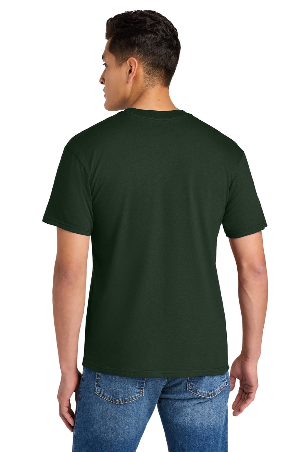 Gildan 75000 Mens Hammer Maxweight Short Sleeve Crewneck T-Shirt Forest Green Model Back