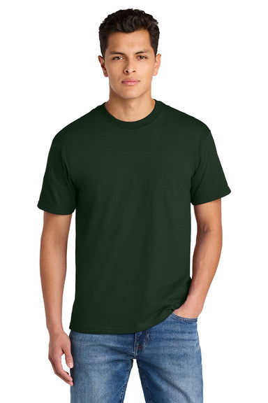 Gildan 75000 Mens Hammer Maxweight Short Sleeve Crewneck T-Shirt Forest Green Model Front