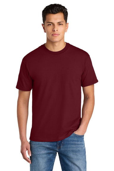 Gildan 75000 Mens Hammer Maxweight Short Sleeve Crewneck T-Shirt Garnet Red Model Front