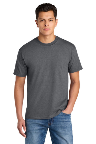 Gildan 75000 Mens Hammer Maxweight Short Sleeve Crewneck T-Shirt Heather Graphite Grey Model Front