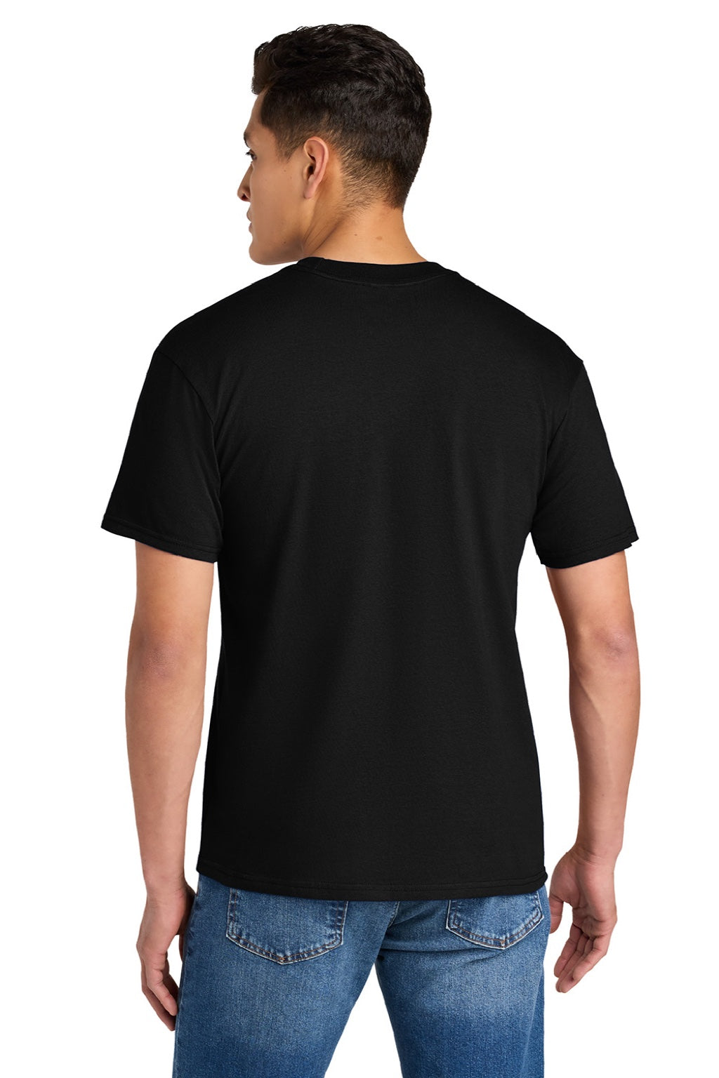 Gildan 75000 Mens Hammer Maxweight Short Sleeve Crewneck T-Shirt Pitch Black Model Back