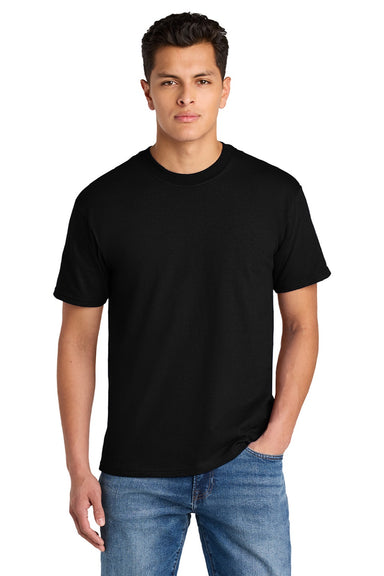 Gildan 75000 Mens Hammer Maxweight Short Sleeve Crewneck T-Shirt Pitch Black Model Front