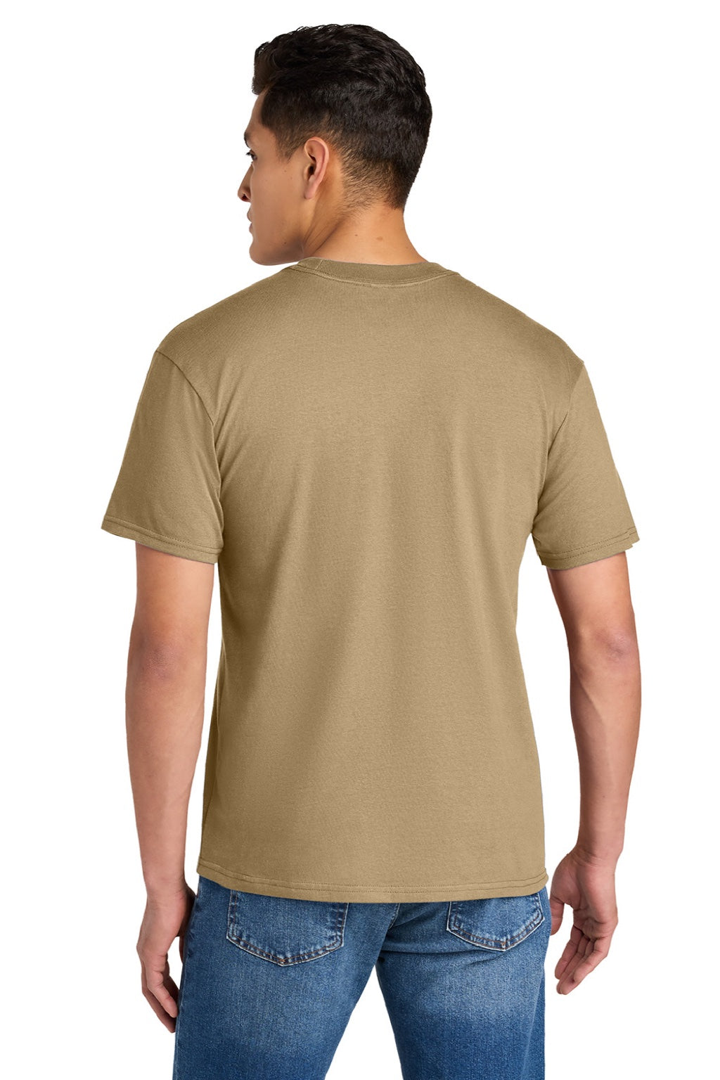Gildan 75000 Mens Hammer Maxweight Short Sleeve Crewneck T-Shirt Tan Model Back