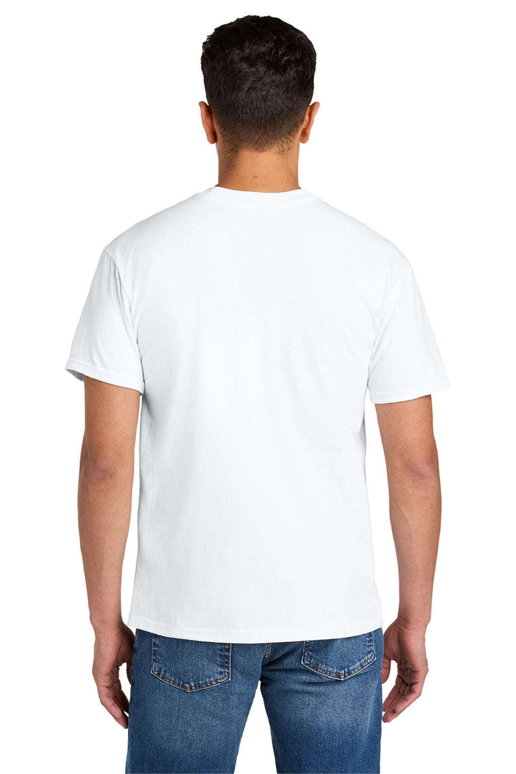 Gildan 75000 Mens Hammer Maxweight Short Sleeve Crewneck T-Shirt White Model Back