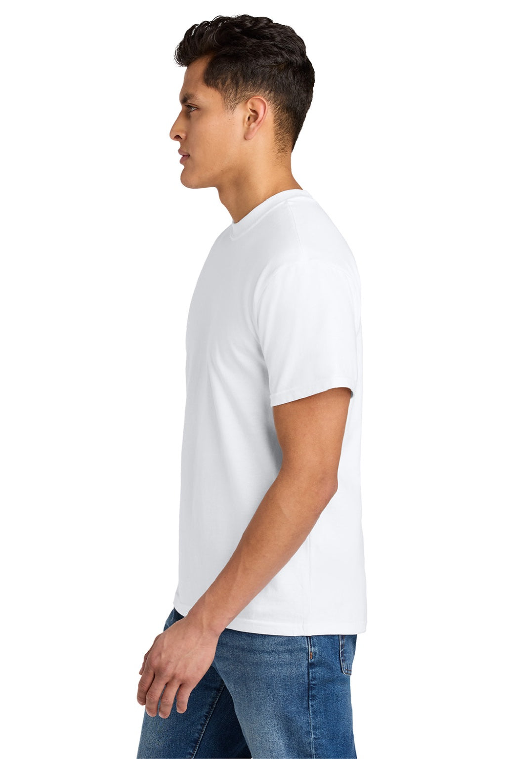 Gildan 75000 Mens Hammer Maxweight Short Sleeve Crewneck T-Shirt White Model Side