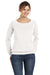 Bella + Canvas 7501 Womens Sponge Fleece Wide Neck Sweatshirt Solid White Model Front