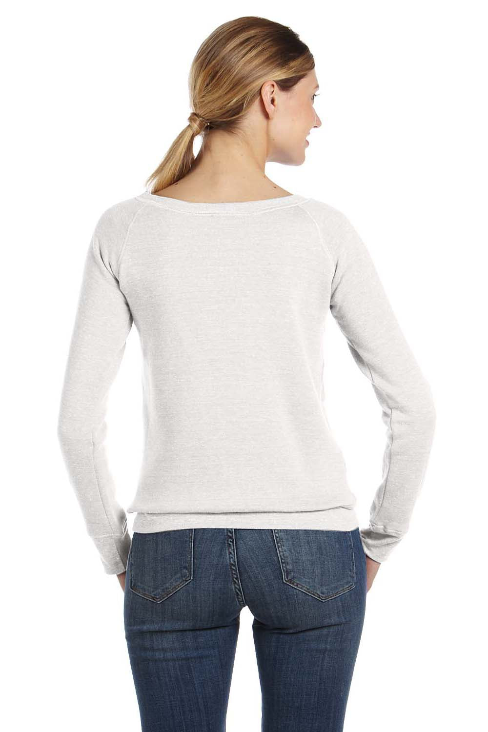 Bella + Canvas 7501 Womens Sponge Fleece Wide Neck Sweatshirt Solid White Model Back