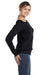 Bella + Canvas 7501 Womens Sponge Fleece Wide Neck Sweatshirt Black Model Side