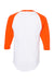 Augusta Sportswear 4420 Mens Raglan 3/4 Sleeve Crewneck T-Shirt White/Orange Flat Back