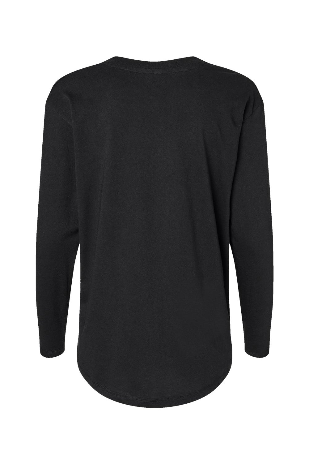 LAT 3508 Womens Fine Jersey Long Sleeve Crewneck T-Shirt Black Flat Back
