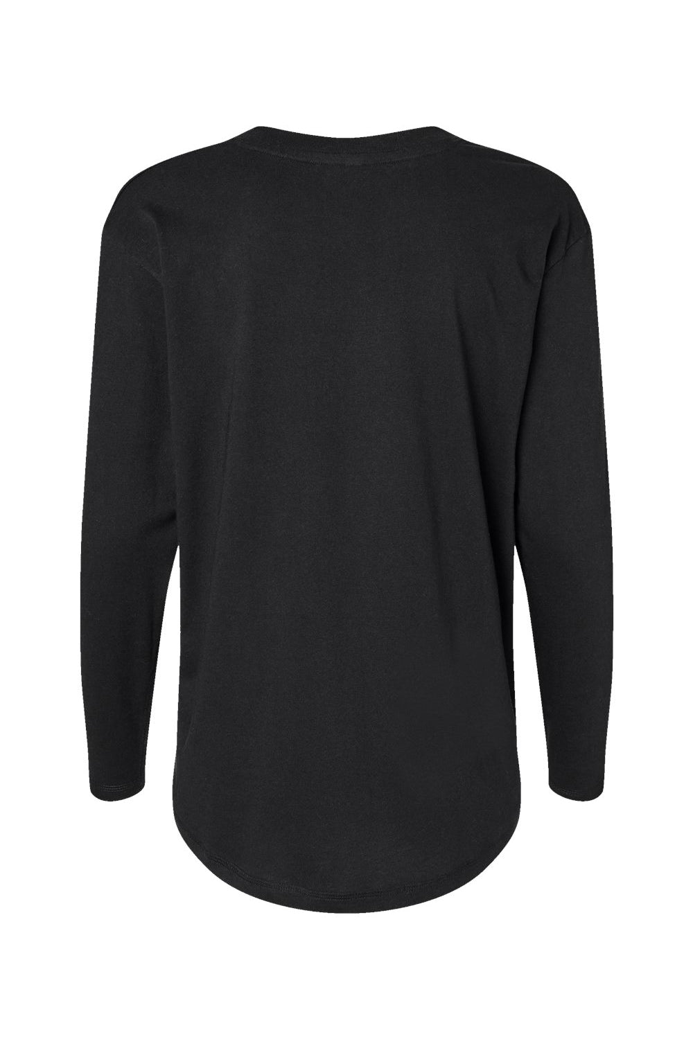 LAT 3508 Womens Fine Jersey Long Sleeve Crewneck T-Shirt Black Flat Back