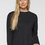 LAT Womens Fine Jersey Long Sleeve Crewneck T-Shirt - Black